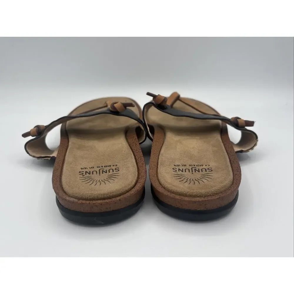 GH Bass & Co Sunjuns Shannon Sandals Womens Size‎ 9.5 Brown Thong Flip Flop